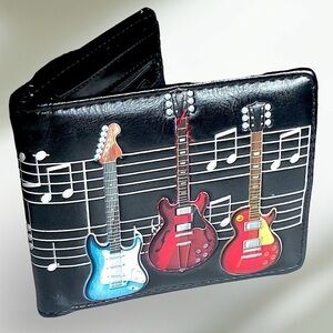 SHAG WEAR Electric Guitars Tri-Fold Wallet Gothic Vegan Leather 4.5 x 3 1/4